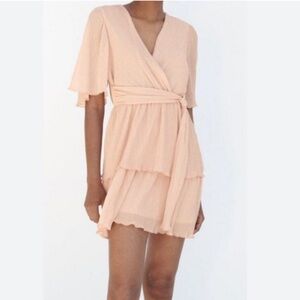 Zara mini dress, pleated, sheer
